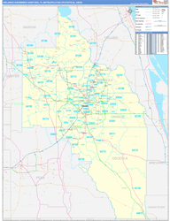 Orlando-Kissimmee-Sanford Metro Area Wall Map Basic Style 2026